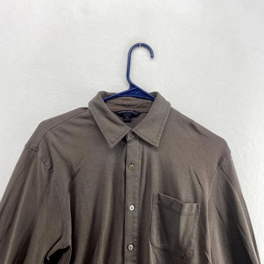 Banana Republic Brown Cloth Soft‎ Material Button Down Shirt Mens Size S